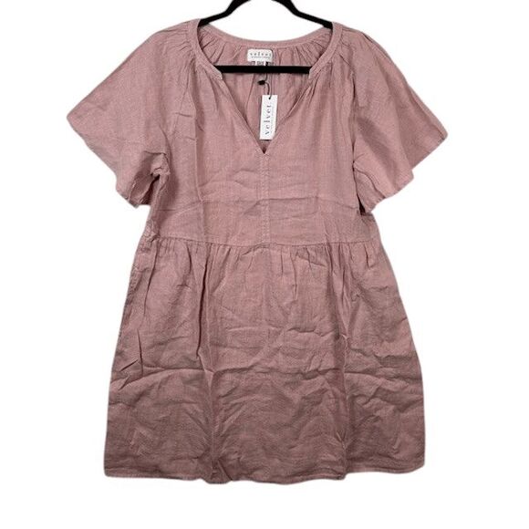 NEW! Velvet by Graham & Spencer Danielle Dress Ballet Pink 100% Linen Size XS - Picture 3 of 11